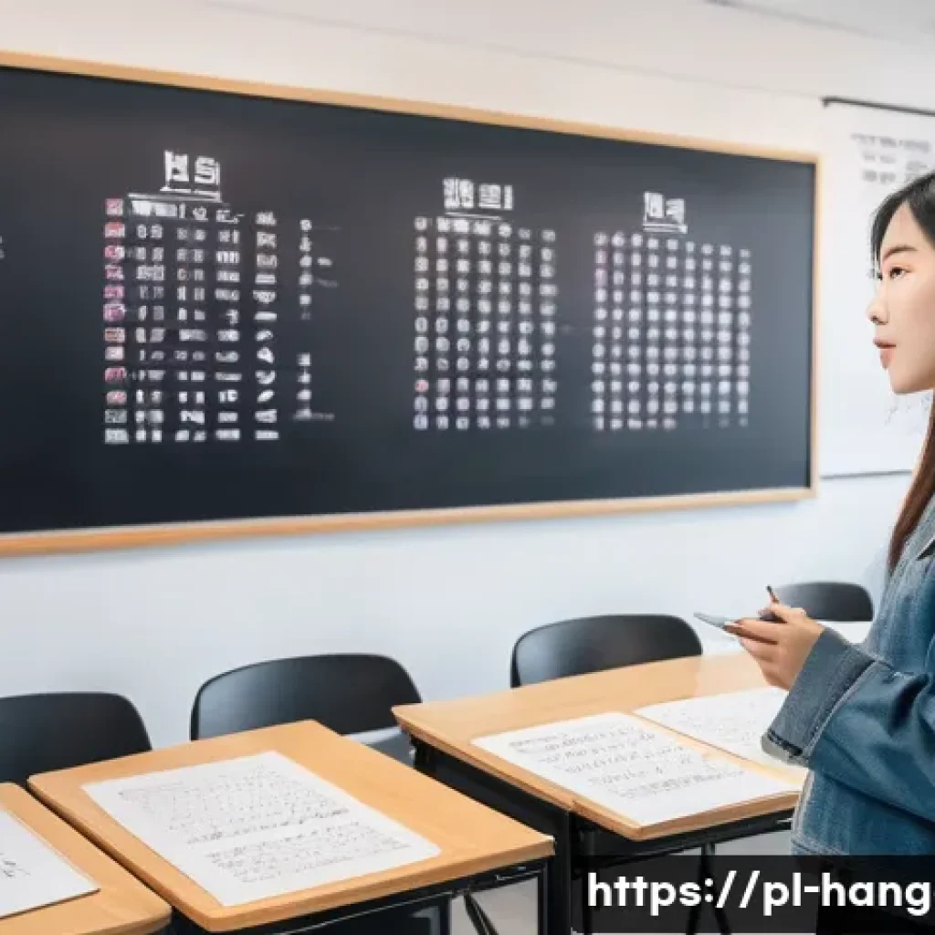 한글 사용 국가 - A vibrant university classroom scene in Poland, showing diverse young adult students attentively lea...