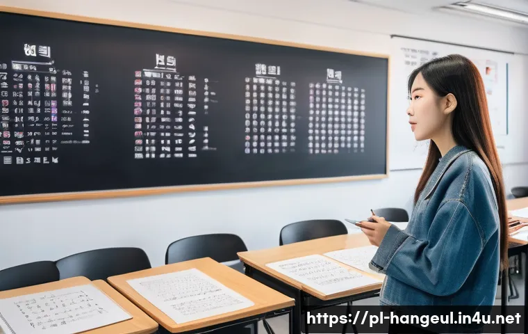 한글 사용 국가 - A vibrant university classroom scene in Poland, showing diverse young adult students attentively lea...