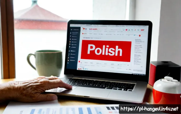 한글 문서 작성 팁 - Photorealistic home office scene in Poland, an older adult carefully formatting a clean document on ...